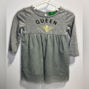 Queen Bee Kids Gray Play Dress size 12-18 months Dip long sleeve